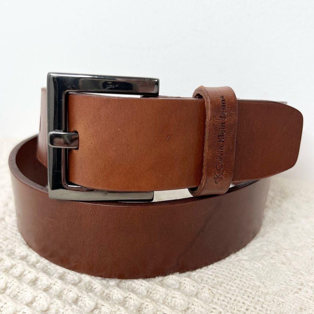 Calvin Klein Jeans Brown Leather Belt Men’s Medium